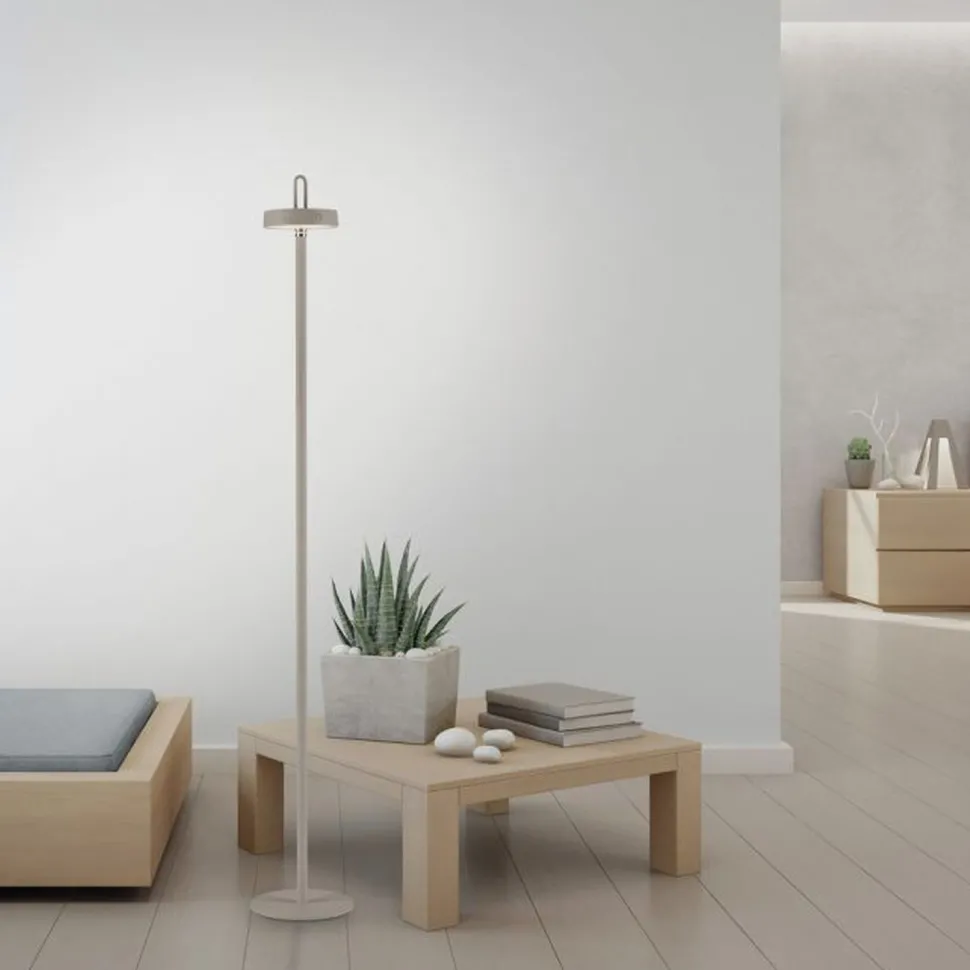 LED Akku Stehlampe Greige Dimmer Touch IP44 125,2 cm