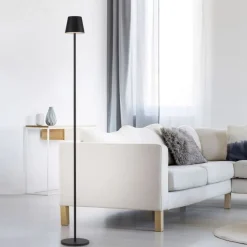 LED Akku Stehlampe Schwarz IP54 125 cm Touch Dimmen 2 W