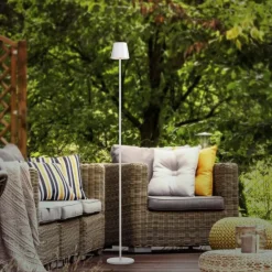 LED Akku Stehlampe Weiß IP54 125 cm Touch Dimmen 3000 K