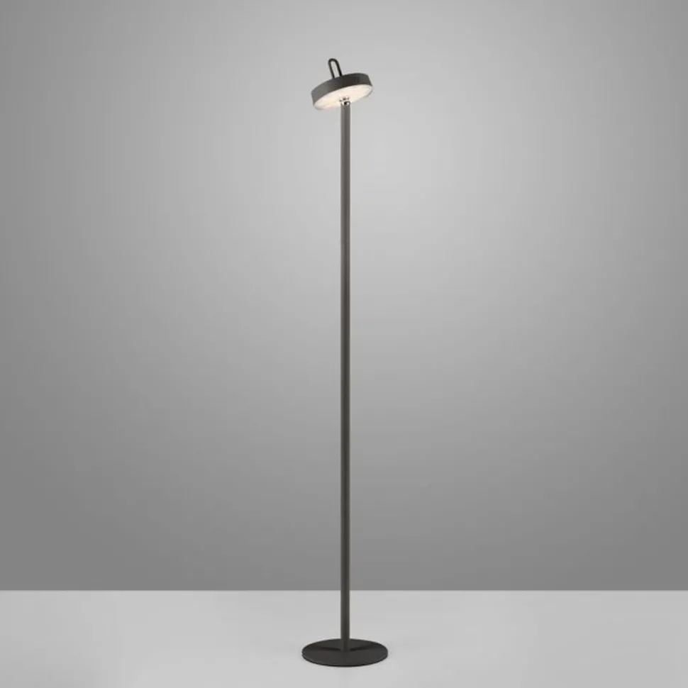 LED Akku Stehleuchte Schwarz Dimmer Touch IP44 125,2 cm