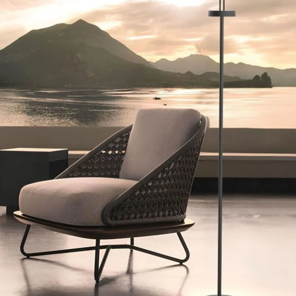 LED Akku Stehleuchte Schwarz Dimmer Touch IP44 125,2 cm