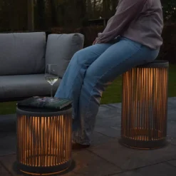 LED Akku Stehleuchte Taupe 3000 K IP44 Hocker Tisch