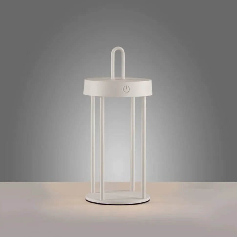 LED Akku Tischlampe Aluminium dimmbar IP44 28,4 cm Weiß