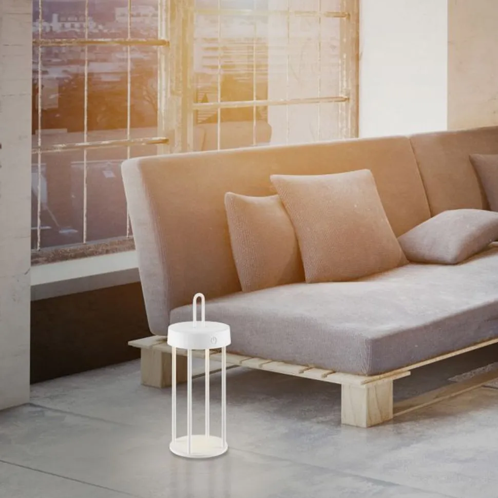 LED Akku Tischlampe Aluminium dimmbar IP44 28,4 cm Weiß