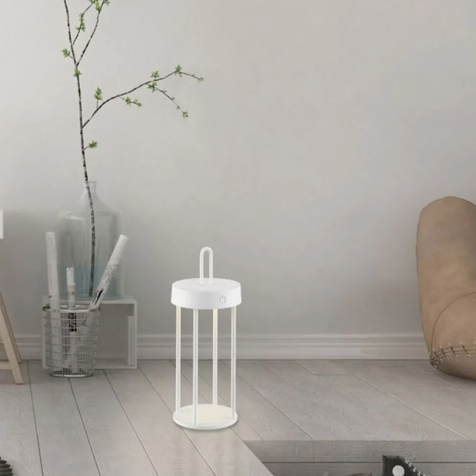 LED Akku Tischlampe Aluminium dimmbar IP44 28,4 cm Weiß