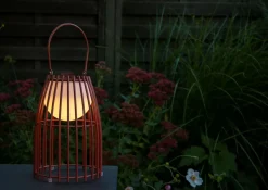 LED Akku Tischlampe dimmbar Rostbraun IP44 40 cm Balkon