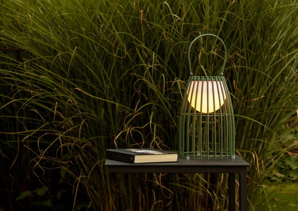 LED Akku Tischlampe dimmbar Grün IP44 40 cm Terrasse