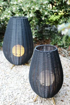 LED Akku Tischlampe dimmbar Schwarz IP44 36 cm Terrasse