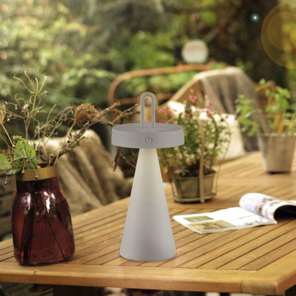 LED Akku Tischlampe Dimmer Touch IP44 28,9 cm Weiß