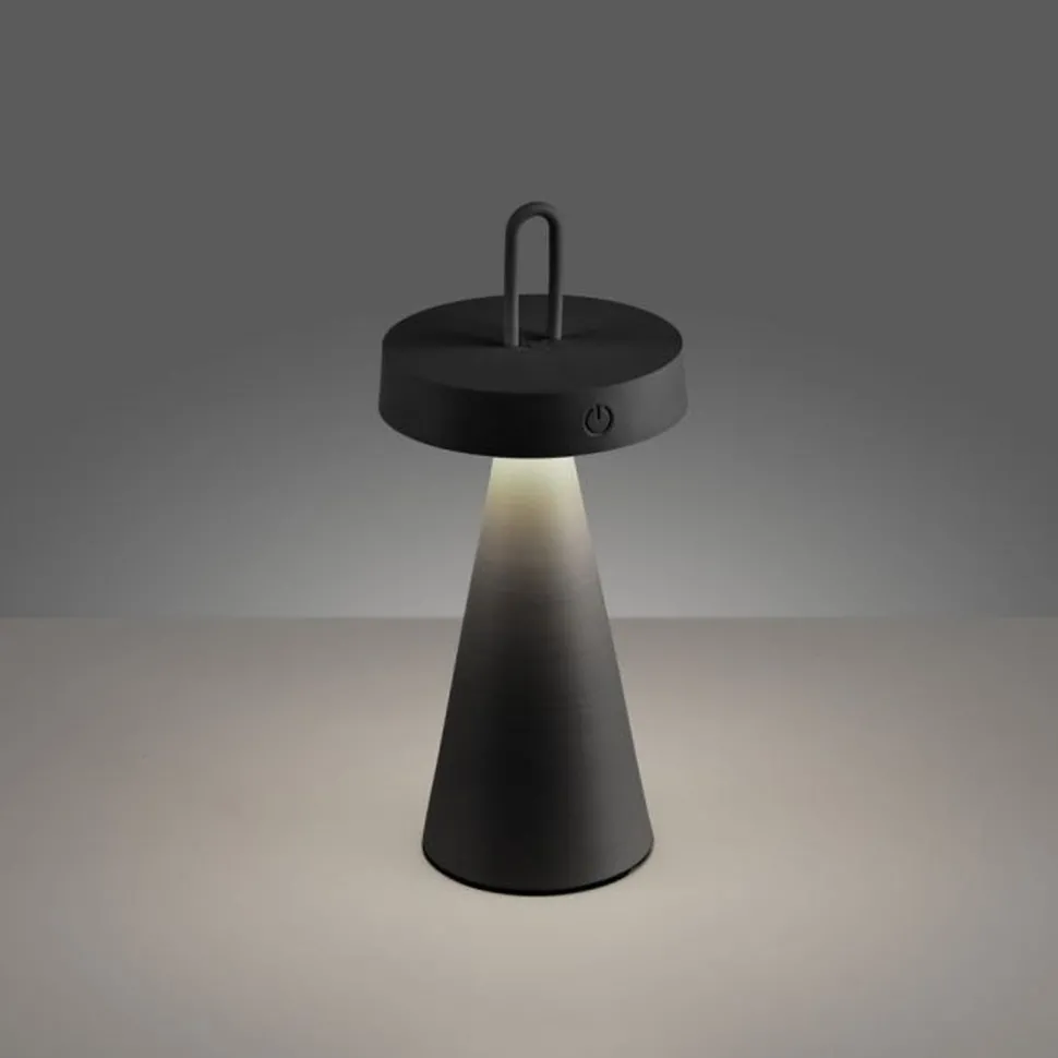 LED Akku Tischlampe Dimmer Touch IP44 28,9 cm Schwarz