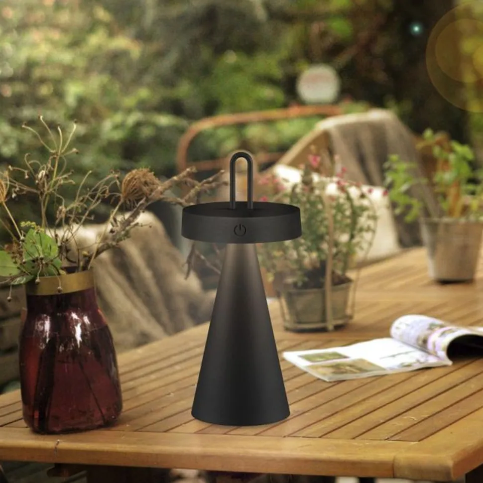 LED Akku Tischlampe Dimmer Touch IP44 28,9 cm Schwarz