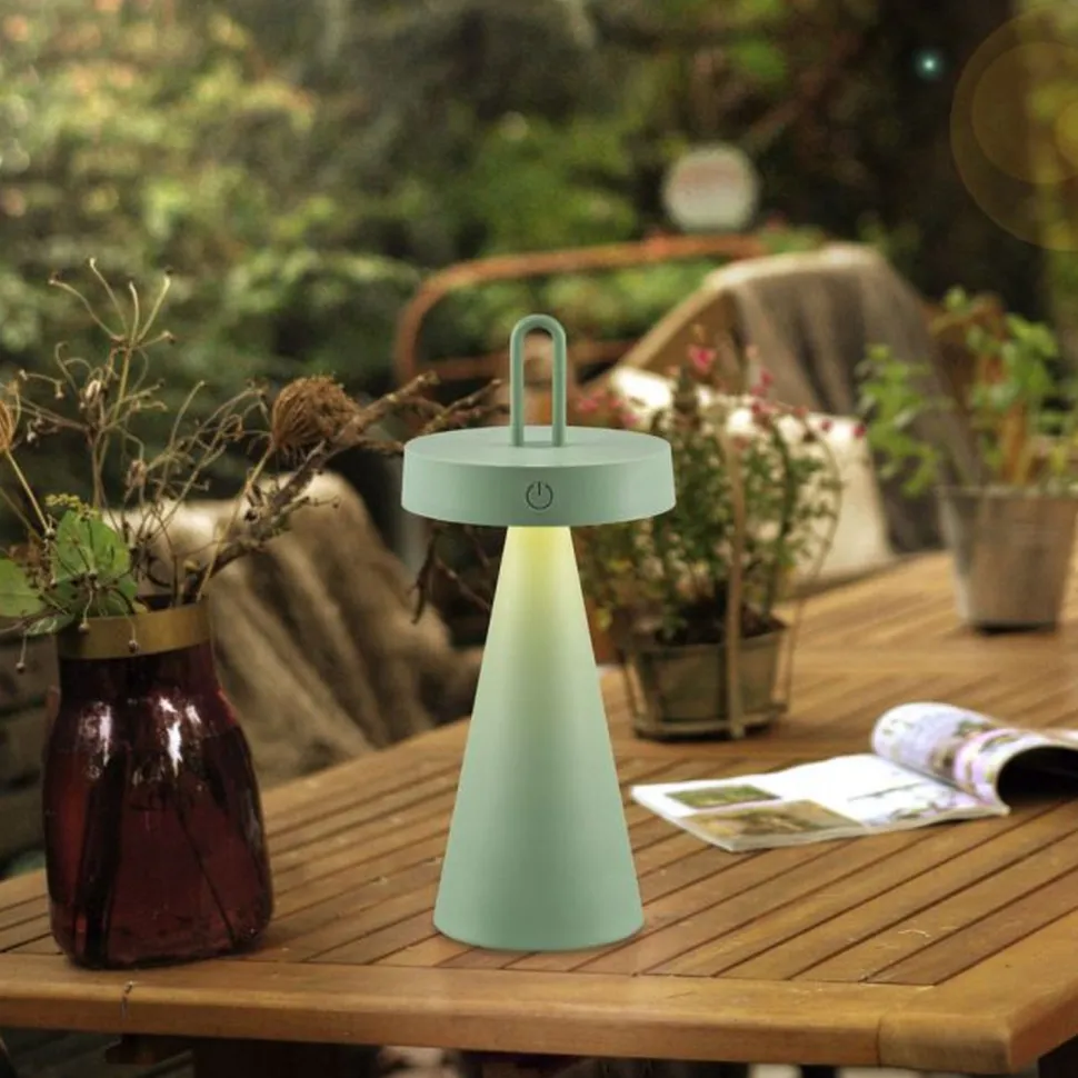 LED Akku Tischlampe Dimmer Touch Grün IP44 28,9 cm