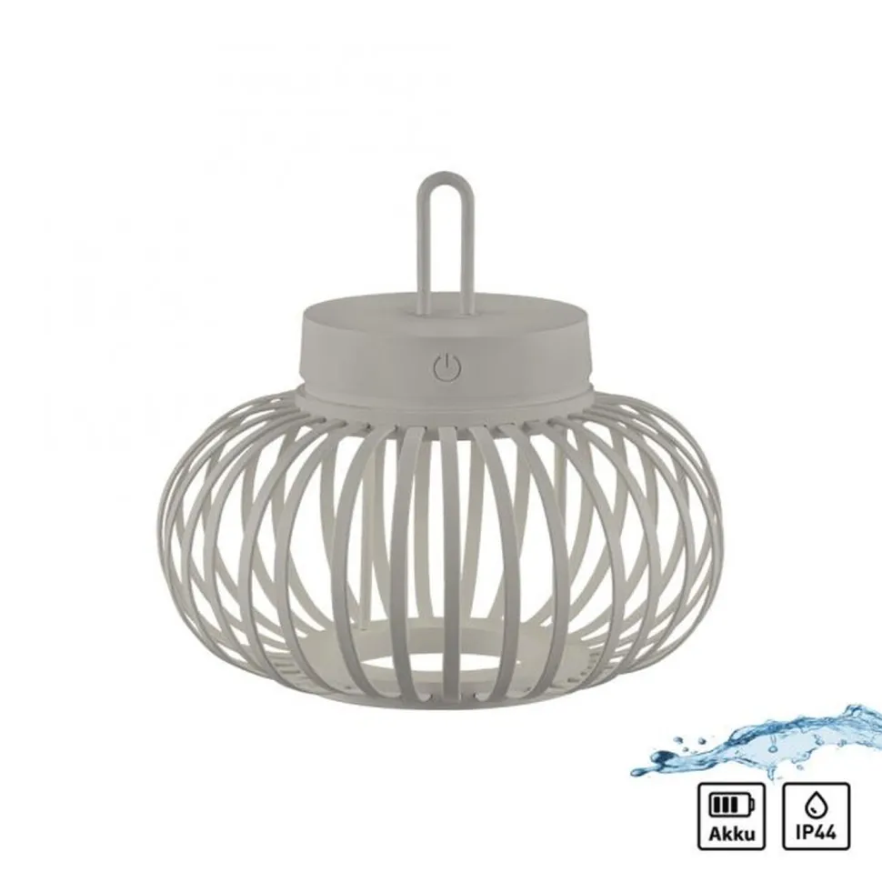 LED Akku Tischlampe Dimmer Touch 22 cm IP44 2 W Greige