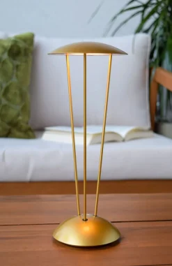 LED Akku Tischlampe Gold Ladestation IP54 2 W dimmbar