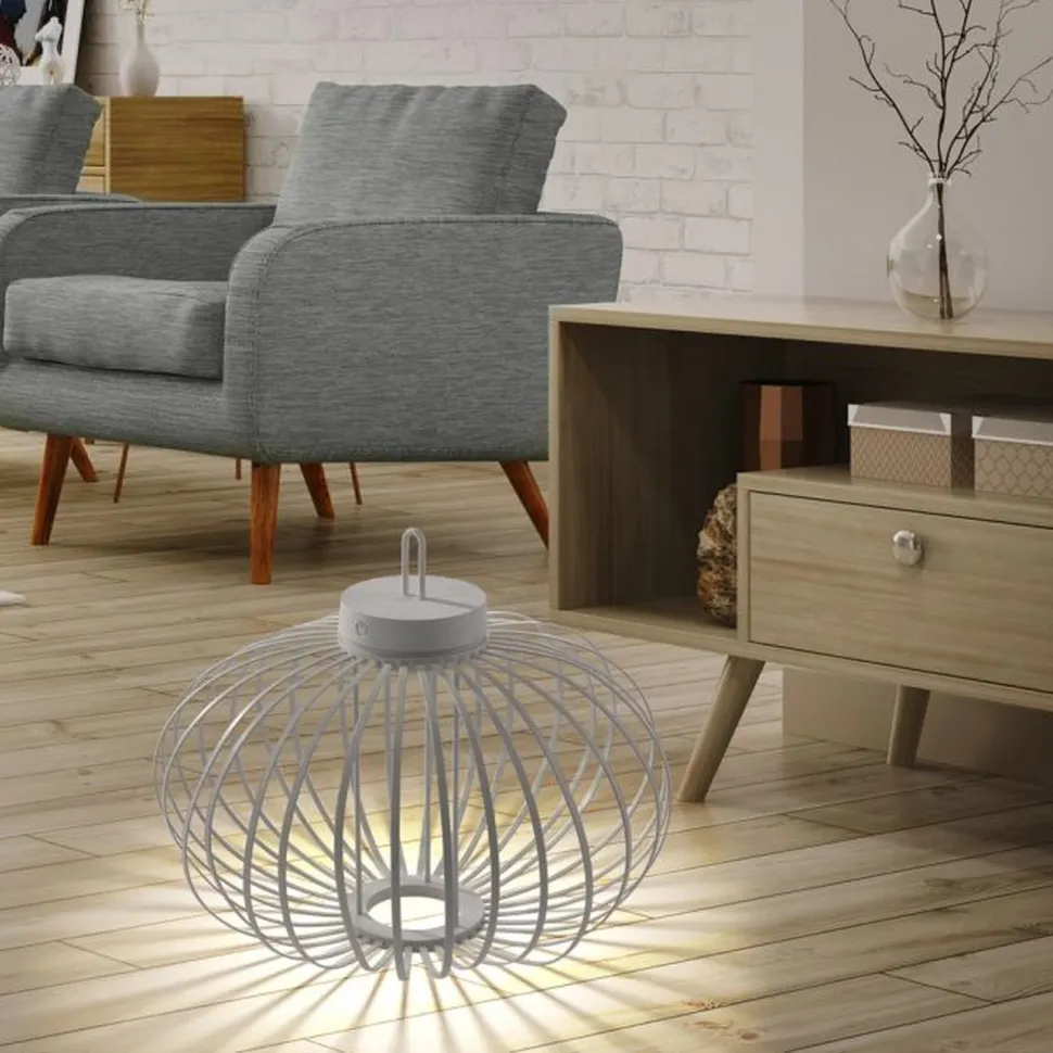 LED Akku Tischlampe IP44 Greige dimmbar Touch 2 W 37 cm