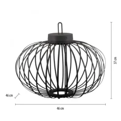 LED Akku Tischlampe IP44 Schwarz dimmbar Touch 37 cm