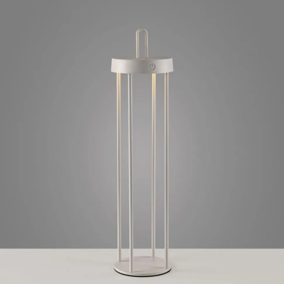 LED Akku Tischlampe Metall dimmbar IP44 2700 K Greige