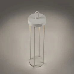 LED Akku Tischlampe Metall dimmbar IP44 2700 K Greige