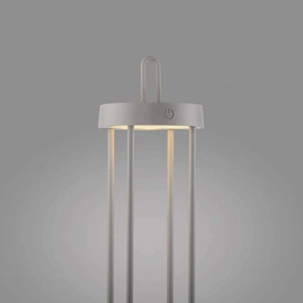 LED Akku Tischlampe Metall dimmbar IP44 2700 K Greige