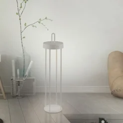 LED Akku Tischlampe Metall dimmbar IP44 2700 K Greige