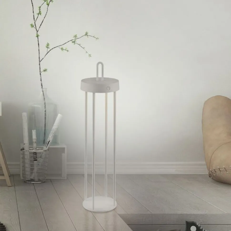 LED Akku Tischlampe Metall dimmbar IP44 2700 K Greige