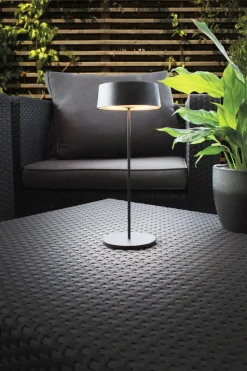 LED Akku Tischlampe Schwarz Touch Dimmer USB IP54 2 W