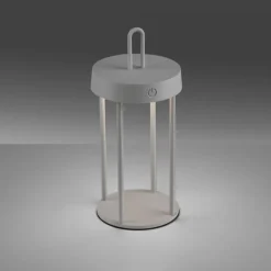 LED Akku Tischleuchte Aluminium dimmbar IP44 2 W Greige