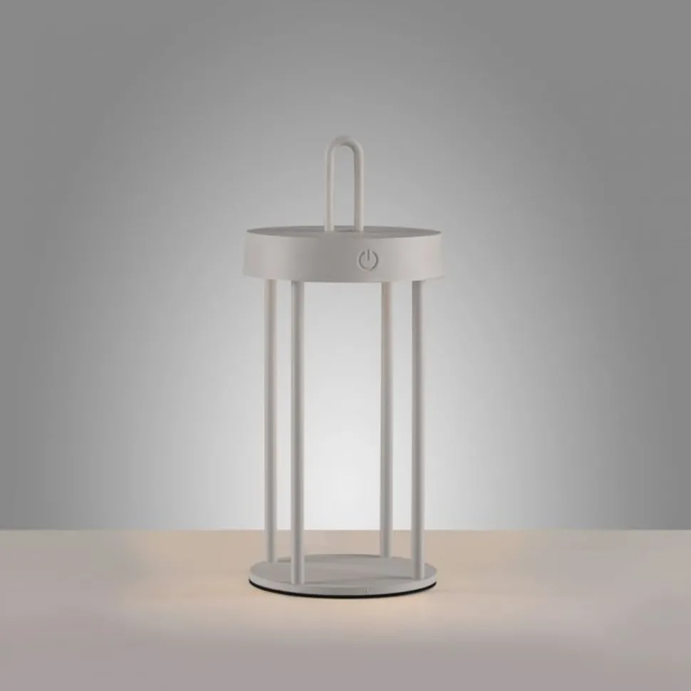 LED Akku Tischleuchte Aluminium dimmbar IP44 2 W Greige