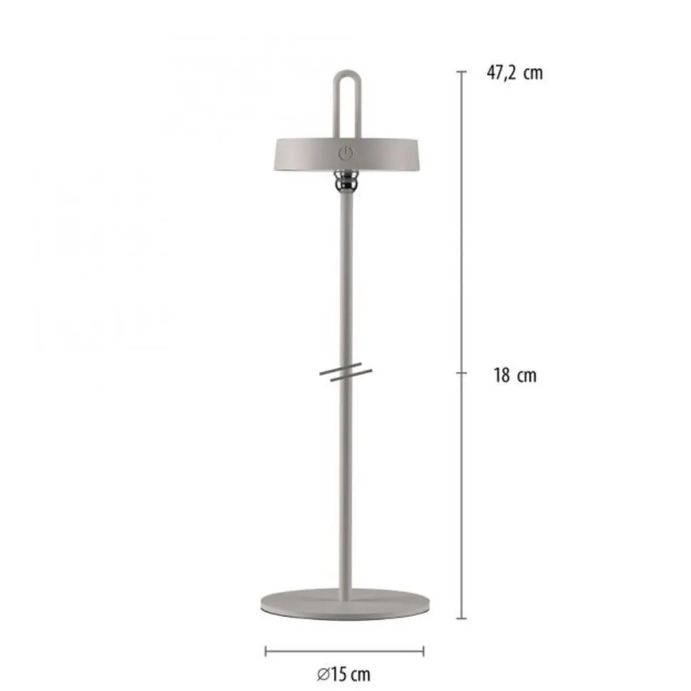 LED Akku Tischleuchte Greige Dimmer Touch IP44 47,2 cm