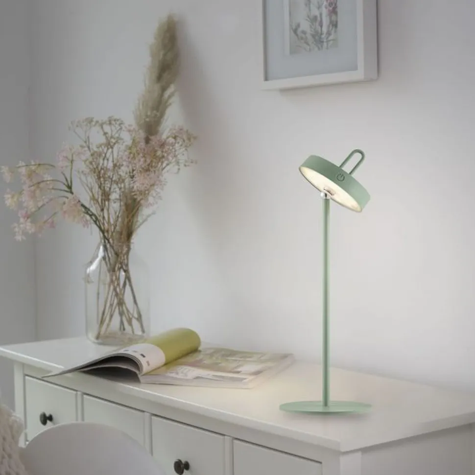 LED Akku Tischleuchte Grün Dimmer Touch IP44 47,2 cm