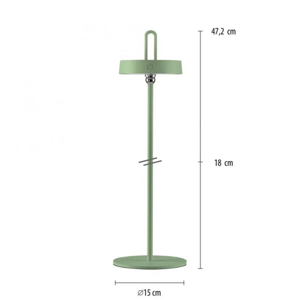 LED Akku Tischleuchte Grün Dimmer Touch IP44 47,2 cm