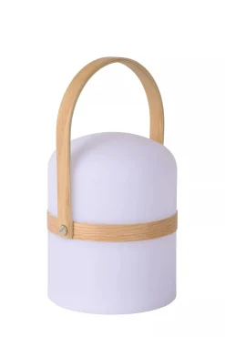 LED Akku Tischleuchte Holz Weiß 3000 K IP44 26,5 cm