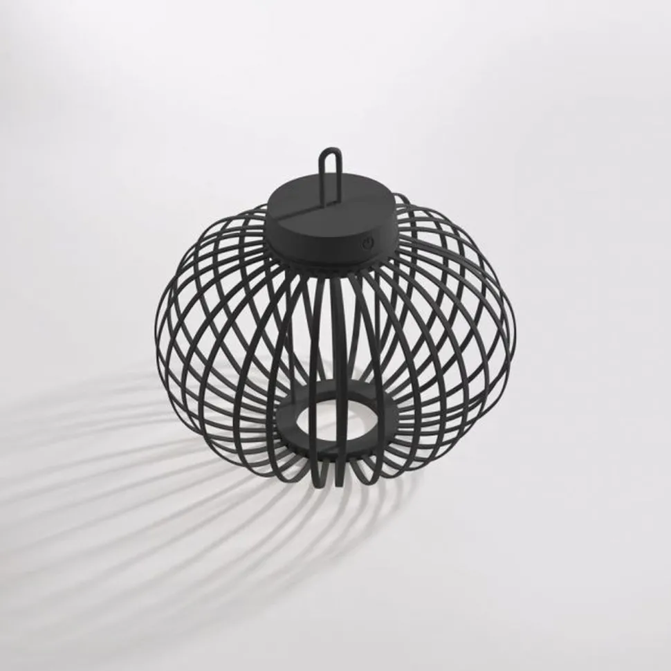 LED Akku Tischleuchte IP44 Schwarz Dimmer Touch 33 cm