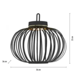 LED Akku Tischleuchte IP44 Schwarz Dimmer Touch 33 cm