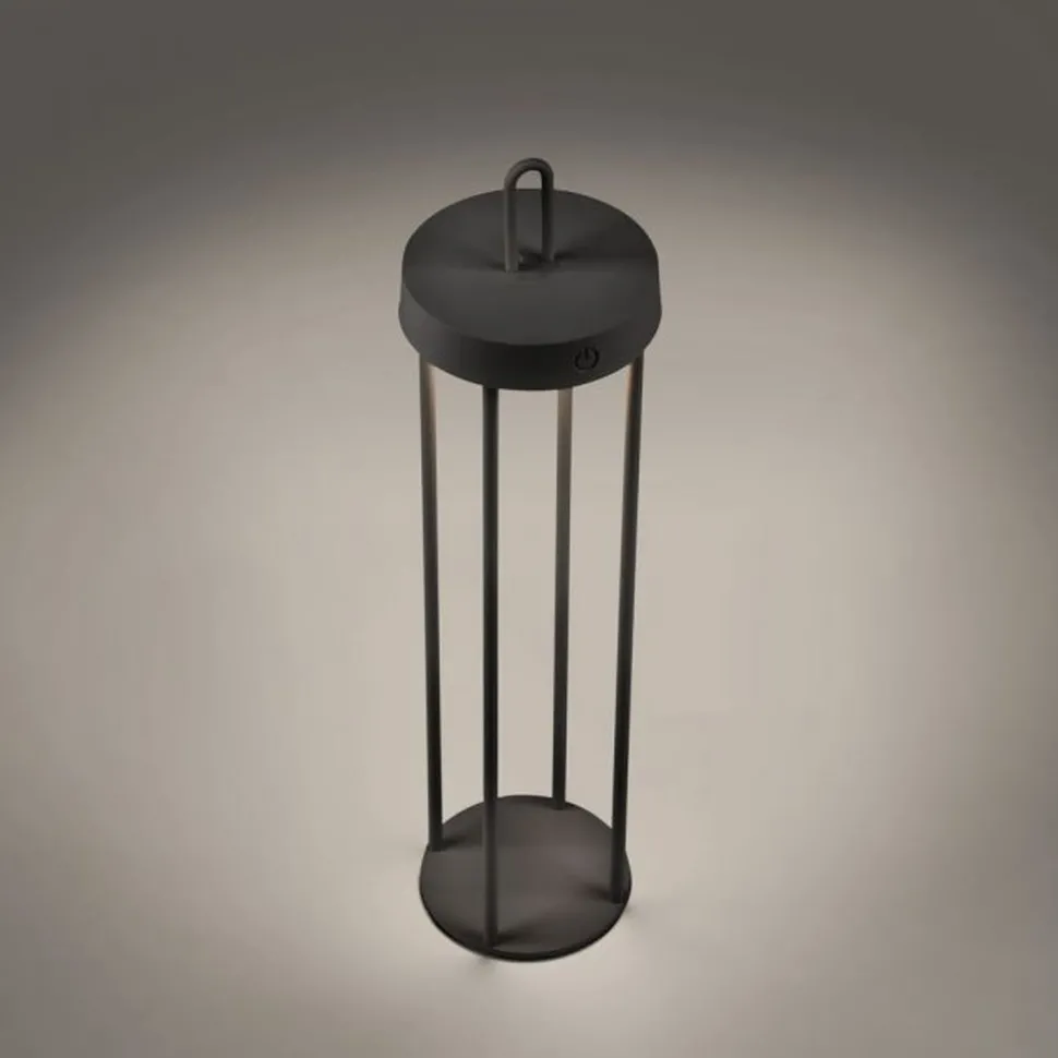 LED Akku Tischleuchte Metall dimmbar IP44 2 W Schwarz