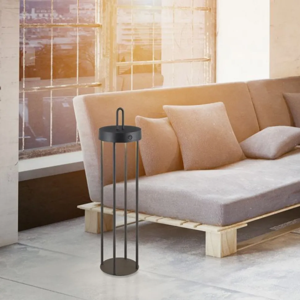 LED Akku Tischleuchte Metall dimmbar IP44 2 W Schwarz