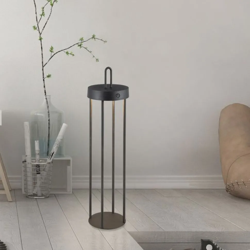 LED Akku Tischleuchte Metall dimmbar IP44 2 W Schwarz