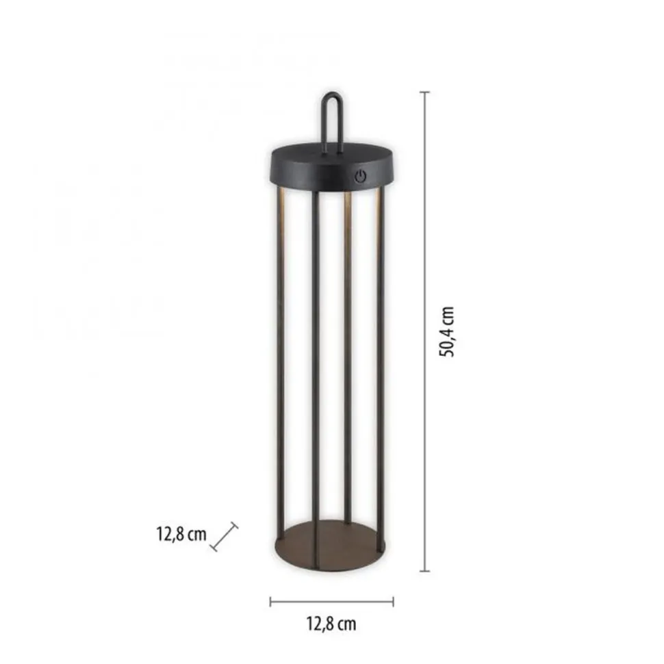 LED Akku Tischleuchte Metall dimmbar IP44 2 W Schwarz