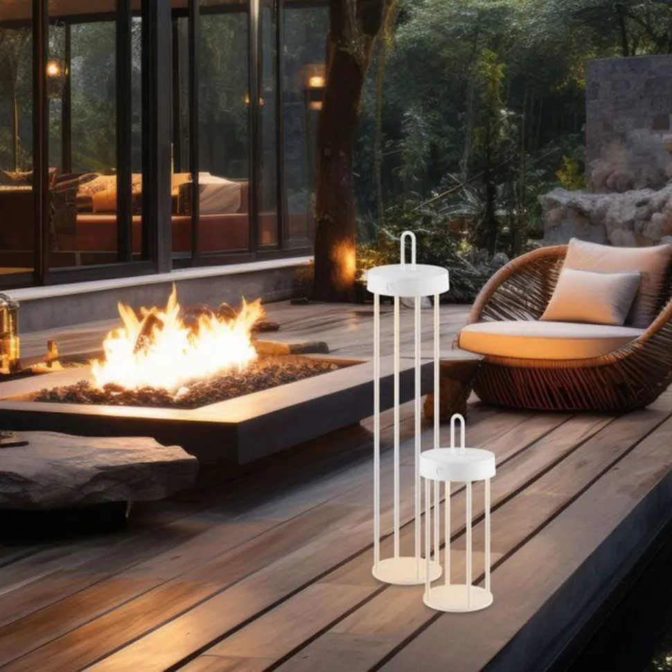 LED Akku Tischleuchte Metall dimmbar IP44 2700 K Weiß