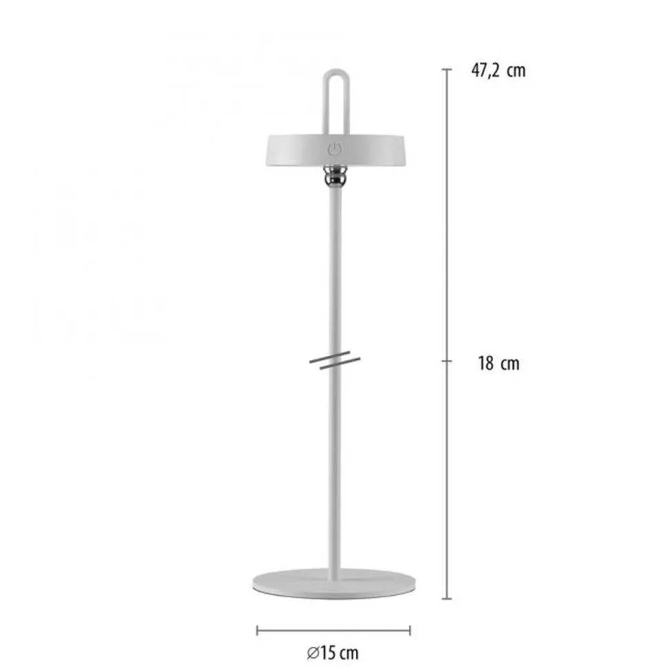 LED Akku Tischleuchte Weiß Dimmer Touch IP44 47,2 cm