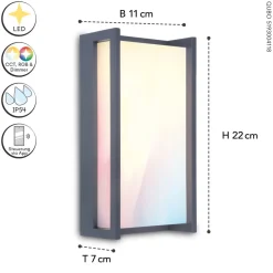 LED Außenlampe Aluminium RGB IP54 16 W H:22 cm dimmbar