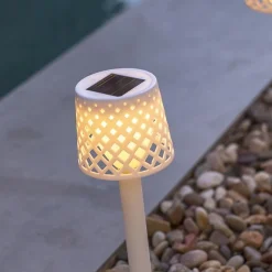 LED Außenlampe Erdspieß 4er Set Weiß Solar H: 39 cm