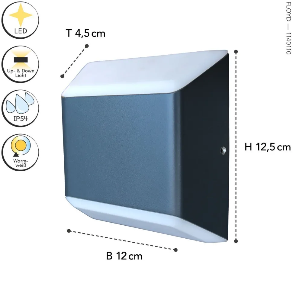LED Außenleuchte Aluminium IP54 H:12,4 cm 7 W Up Down