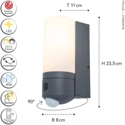 LED Außenleuchte Wand Bewegungssensor IP44 2700-6500 K