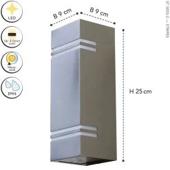 LED Außenleuchte Wand Up Down Edelstahl IP54 3000 K
