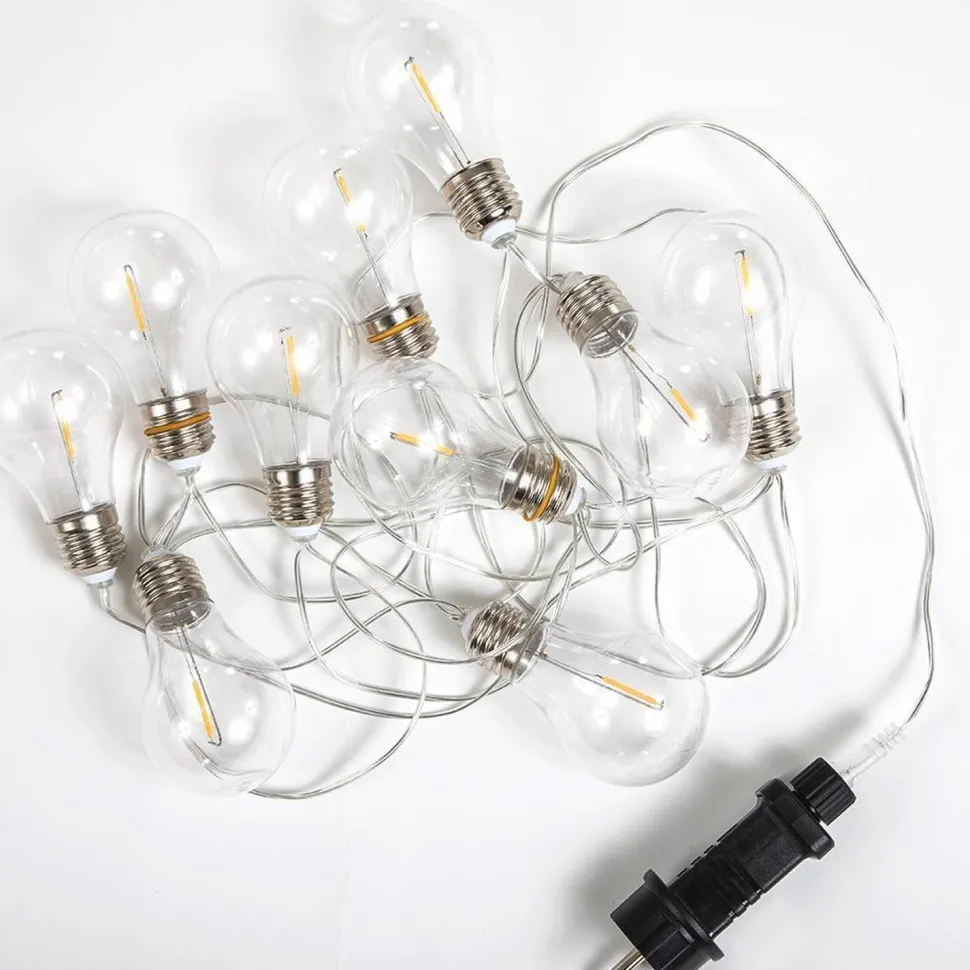 LED Außenlichterkette mit Stecker IP44 Transparent 4,5m 2700K