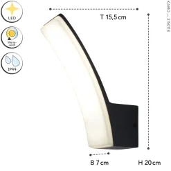 LED Außenwandlampe blendarm H:20,4 cm IP44 Anthrazit