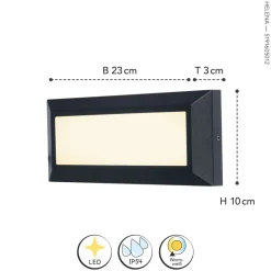 LED Außenwandlampe Schwarz B:32 cm 3000 K IP54 blendarm