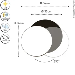 LED Außenwandlampe Schwarz IP54 rund Ø30 cm 3000/4000 K