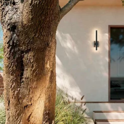 LED Außenwandleuchte Aluminium H: 56 cm IP44 Schwarz indirekt